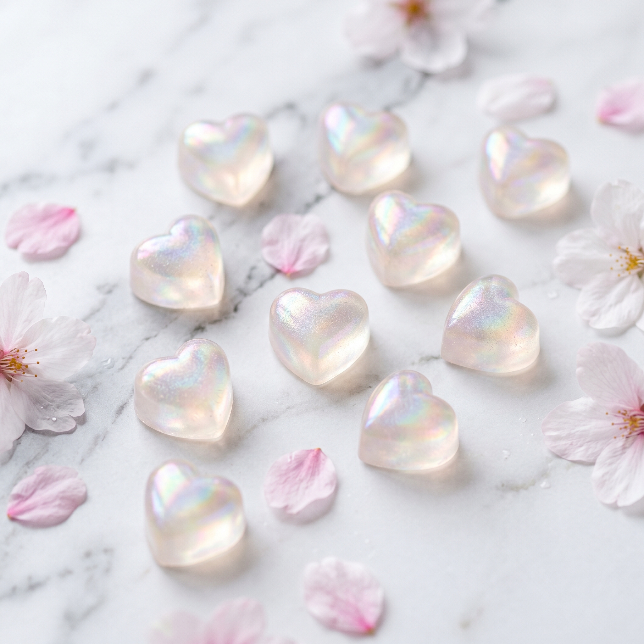 Heart-shaped collagen gummies close-up