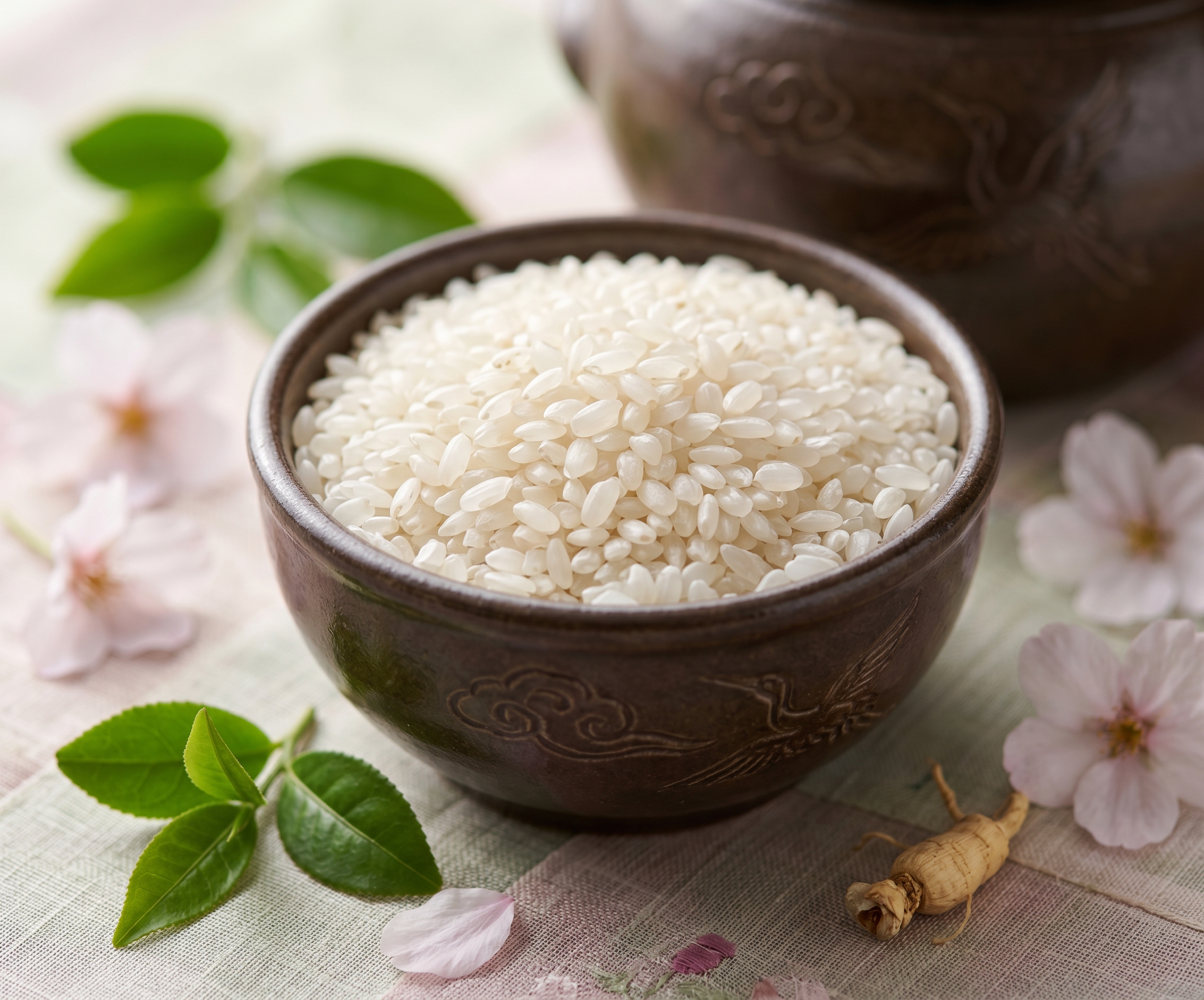 Rice grains close-up